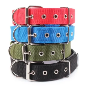 Collar de Nailon Ajustable de Color Sólido para Perros