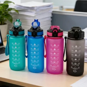 Botella de Agua Motivacional de 700ml con Popote - Termo Portátil para Deportes y Fitness