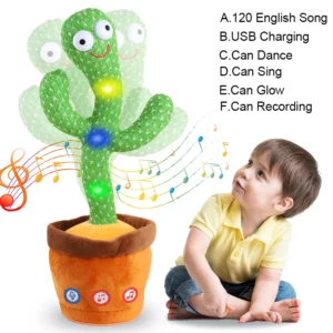 Cactus Bailarín y Parlanchín de Peluche Juguete Interactivo con Música