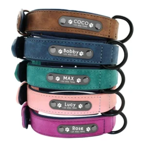 Collar de Cuero Personalizado con Nombre para Perros