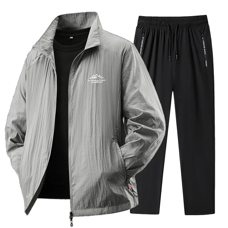 Conjunto deportivo de primavera/verano para hombre 2025, chándal de 2 piezas, traje deportivo, chaqueta y pantalón para correr, ropa de gimnasio para hombre. - Imagen 13