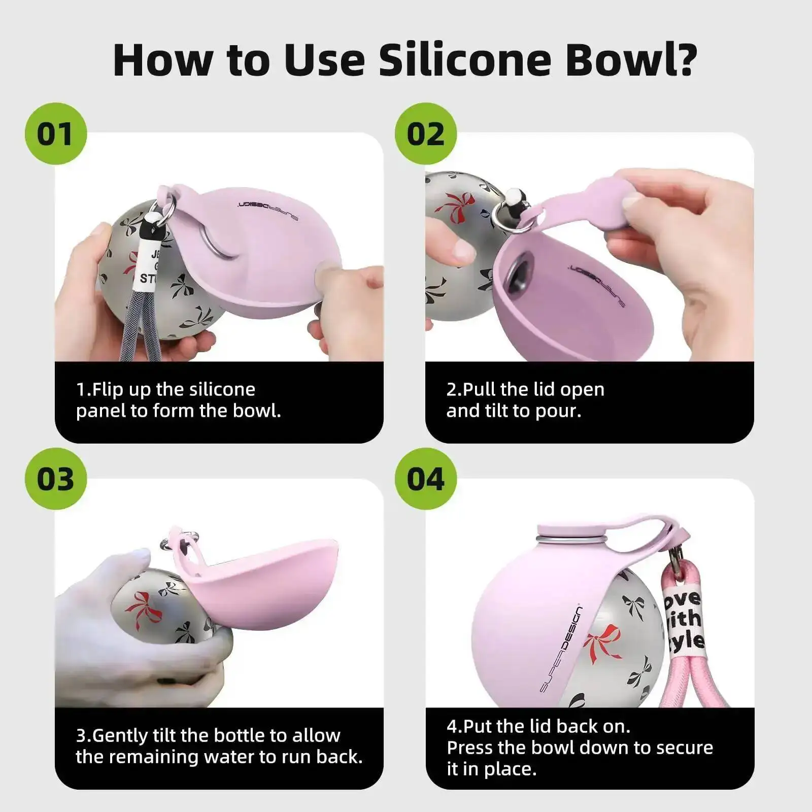 Termo de Viaje para Perros 2 en 1 – Botella de Acero Inoxidable y Taza de Silicona Antigoteo - Imagen 6