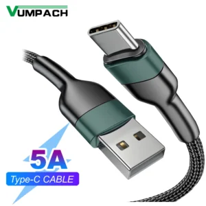 Cable USB tipo C Vumpach, cable cargador y de datos de carga rápida tipo C para iPhone 15, Samsung S21, A51, Xiaomi Mi 10, Redmi y Huawei.