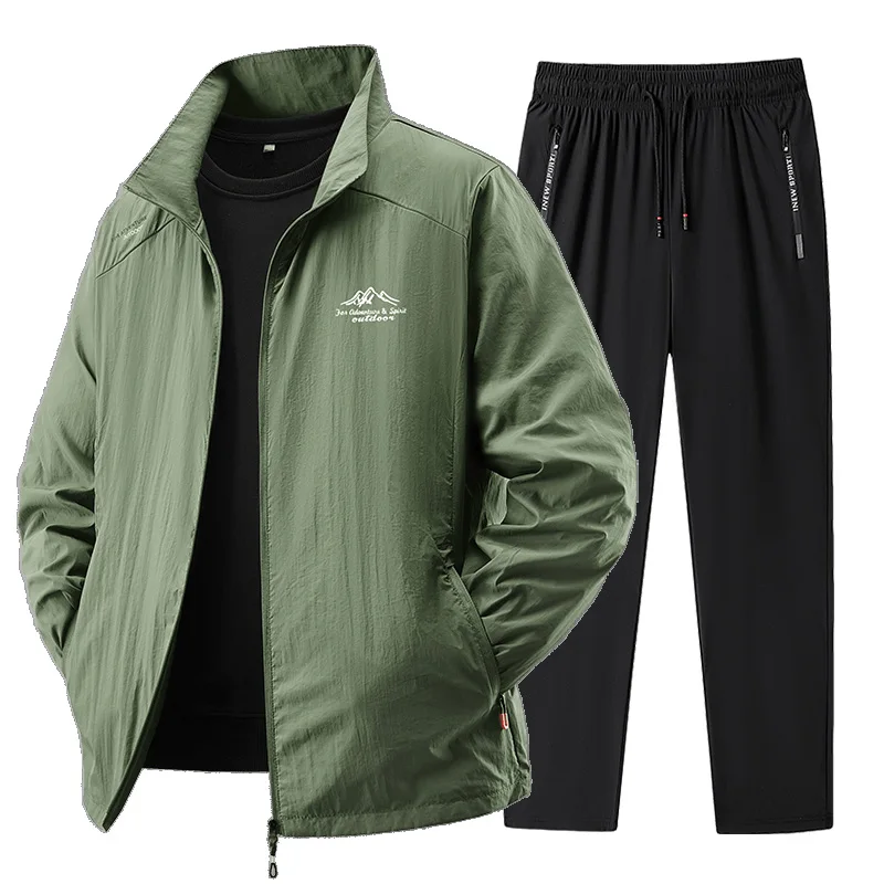 Conjunto deportivo de primavera/verano para hombre 2025, chándal de 2 piezas, traje deportivo, chaqueta y pantalón para correr, ropa de gimnasio para hombre. - Imagen 15