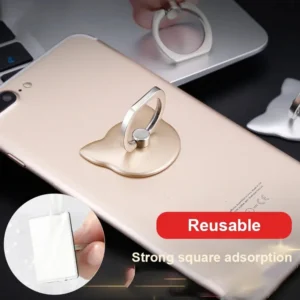 Soporte plegable con rotación de 360 grados para iPhone y Xiaomi, soporte universal para teléfono móvil, anillo de dedo para smartphone y soporte de tableta con diseño de gatito.