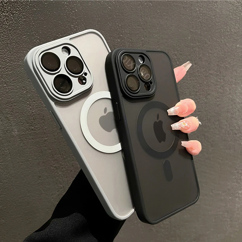 Funda protectora de lujo mate con carga inalámbrica magnética MagSafe para iPhone 11 12 13 14 15 16 17 Air Pro Max Plus a prueba de golpes. - Imagen 2