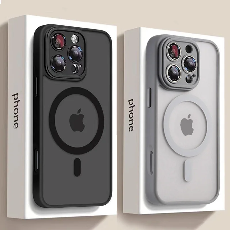Funda protectora de lujo mate con carga inalámbrica magnética MagSafe para iPhone 11 12 13 14 15 16 17 Air Pro Max Plus a prueba de golpes.
