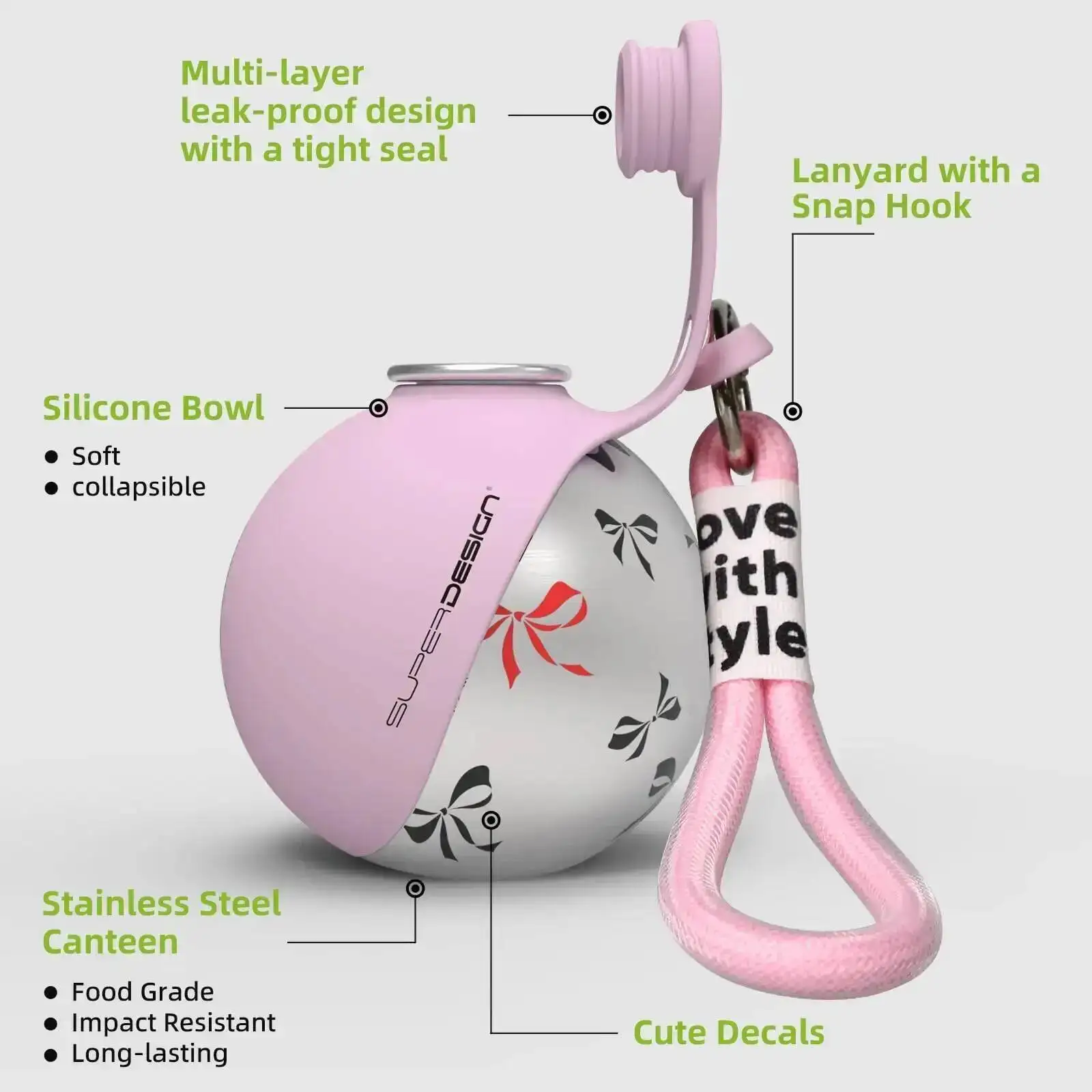Termo de Viaje para Perros 2 en 1 – Botella de Acero Inoxidable y Taza de Silicona Antigoteo - Imagen 5