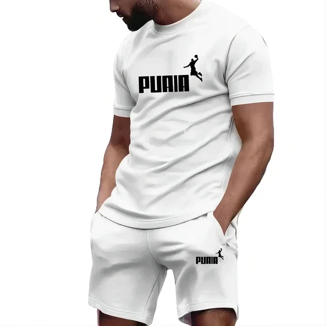 Conjuntos de verano para hombre: chándal de moda, camiseta de manga corta + pantalones cortos deportivos. Ropa casual para hombre. Conjuntos de joggers para hombre, tallas S-4XL. - Imagen 12