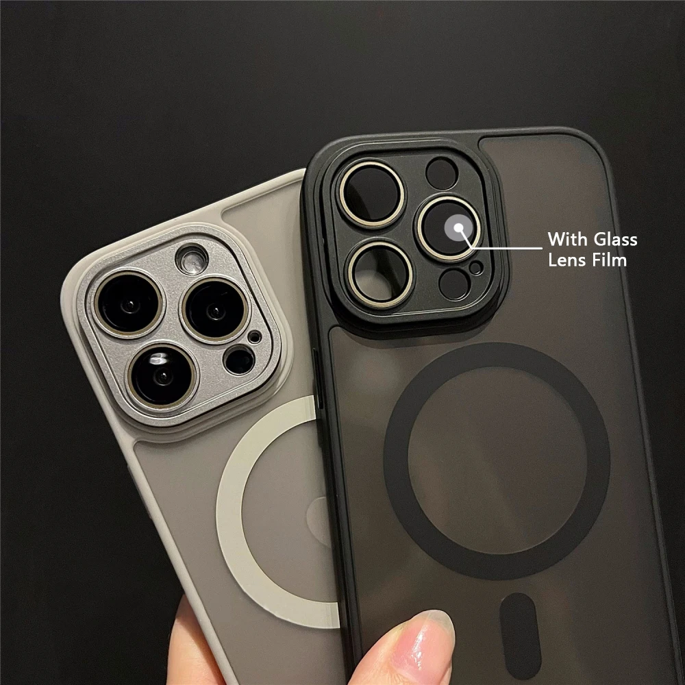 Funda protectora de lujo mate con carga inalámbrica magnética MagSafe para iPhone 11 12 13 14 15 16 17 Air Pro Max Plus a prueba de golpes. - Imagen 5