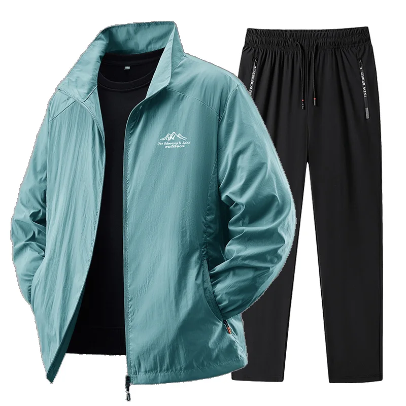 Conjunto deportivo de primavera/verano para hombre 2025, chándal de 2 piezas, traje deportivo, chaqueta y pantalón para correr, ropa de gimnasio para hombre. - Imagen 12