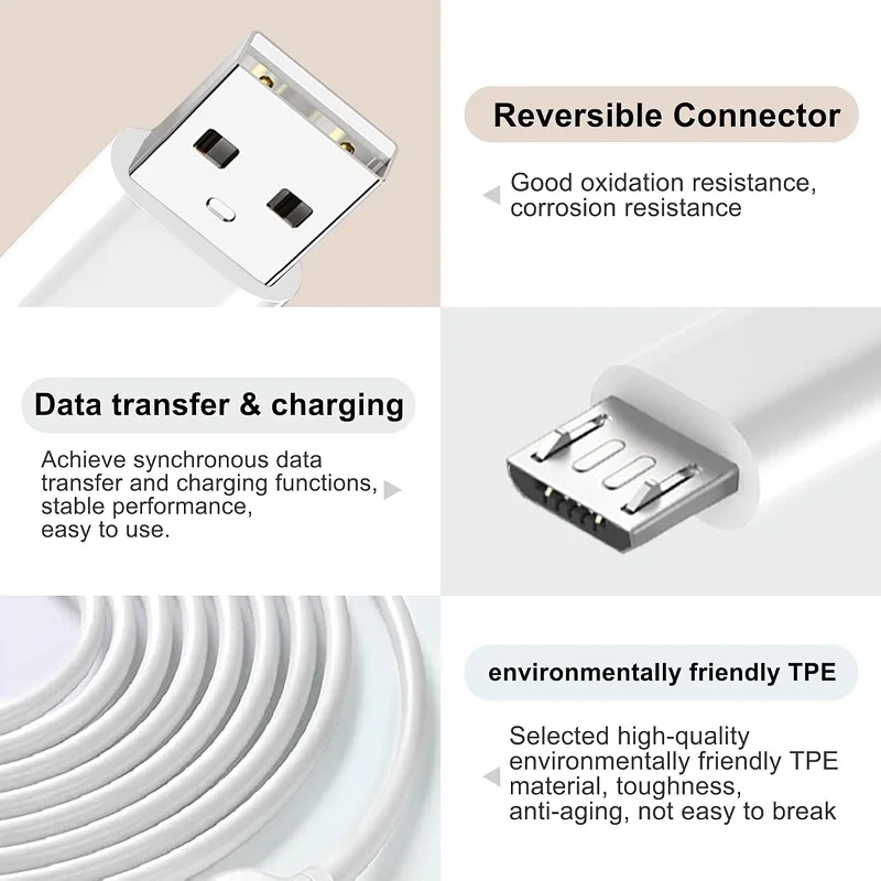 Cable USB A a Micro USB de 3A, cable de carga rápida, línea para teléfono móvil, cable adaptador USB para Samsung, Xiaomi, Android, PS4 y transferencia de datos. - Imagen 6