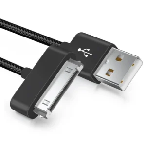 Cable de carga rápida para iPhone 4 4s, iPad 2 3, iPod de 30 pines, cable trenzado de nailon con conector metálico, adaptador de cargador USB para transferencia de datos y sincronización.