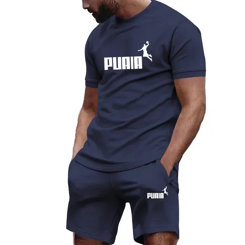 Conjuntos de verano para hombre: chándal de moda, camiseta de manga corta + pantalones cortos deportivos. Ropa casual para hombre. Conjuntos de joggers para hombre, tallas S-4XL. - Imagen 2