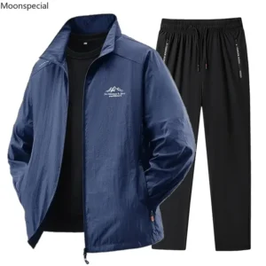 Conjunto deportivo de primavera/verano para hombre 2025, chándal de 2 piezas, traje deportivo, chaqueta y pantalón para correr, ropa de gimnasio para hombre.