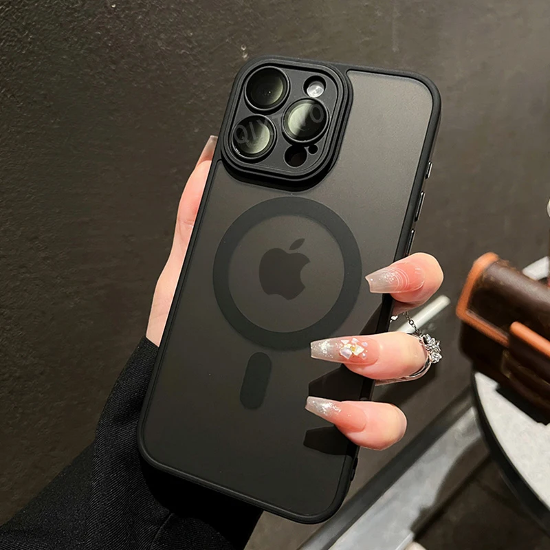 Funda protectora de lujo mate con carga inalámbrica magnética MagSafe para iPhone 11 12 13 14 15 16 17 Air Pro Max Plus a prueba de golpes. - Imagen 4