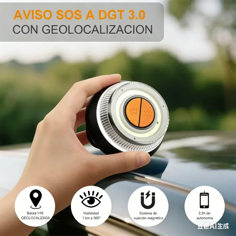 Baliza V16 LED llamada Emergencia con geolocalización homologada por la DGT