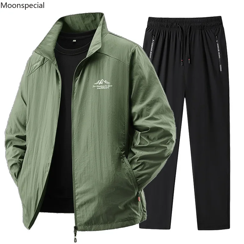 Conjunto deportivo de primavera/verano para hombre 2025, chándal de 2 piezas, traje deportivo, chaqueta y pantalón para correr, ropa de gimnasio para hombre. - Imagen 6