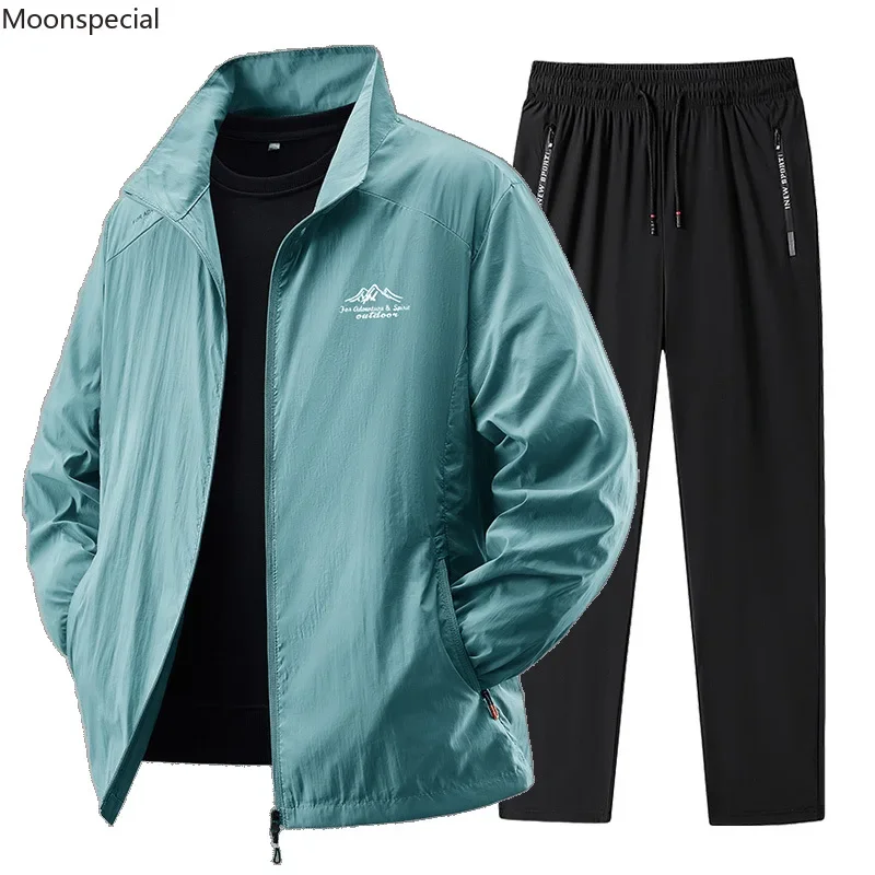 Conjunto deportivo de primavera/verano para hombre 2025, chándal de 2 piezas, traje deportivo, chaqueta y pantalón para correr, ropa de gimnasio para hombre. - Imagen 5