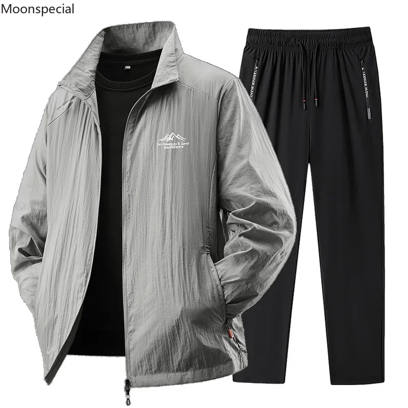 Conjunto deportivo de primavera/verano para hombre 2025, chándal de 2 piezas, traje deportivo, chaqueta y pantalón para correr, ropa de gimnasio para hombre. - Imagen 4