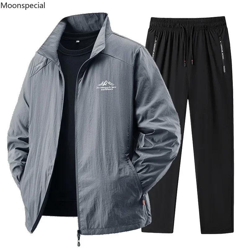 Conjunto deportivo de primavera/verano para hombre 2025, chándal de 2 piezas, traje deportivo, chaqueta y pantalón para correr, ropa de gimnasio para hombre. - Imagen 2
