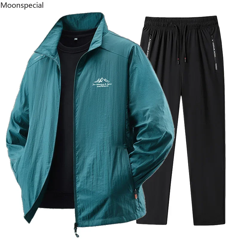 Conjunto deportivo de primavera/verano para hombre 2025, chándal de 2 piezas, traje deportivo, chaqueta y pantalón para correr, ropa de gimnasio para hombre. - Imagen 3