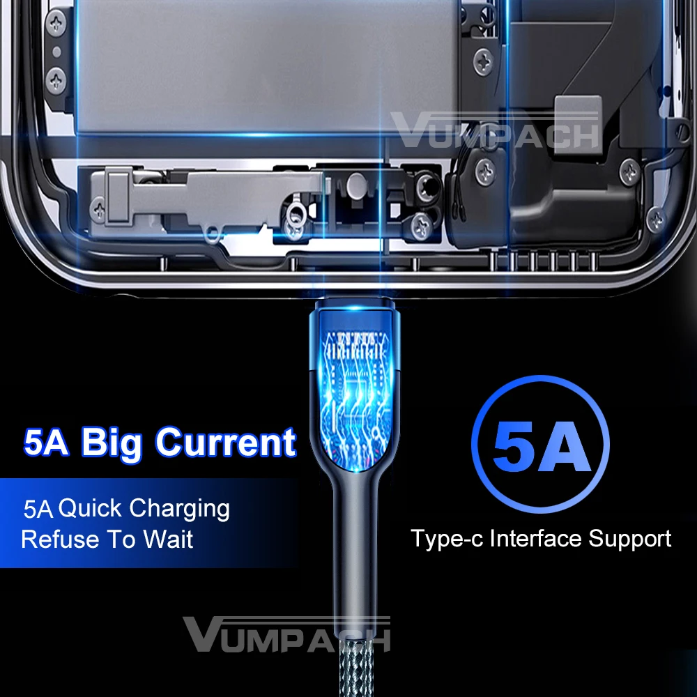 Cable USB tipo C Vumpach, cable cargador y de datos de carga rápida tipo C para iPhone 15, Samsung S21, A51, Xiaomi Mi 10, Redmi y Huawei. - Imagen 3