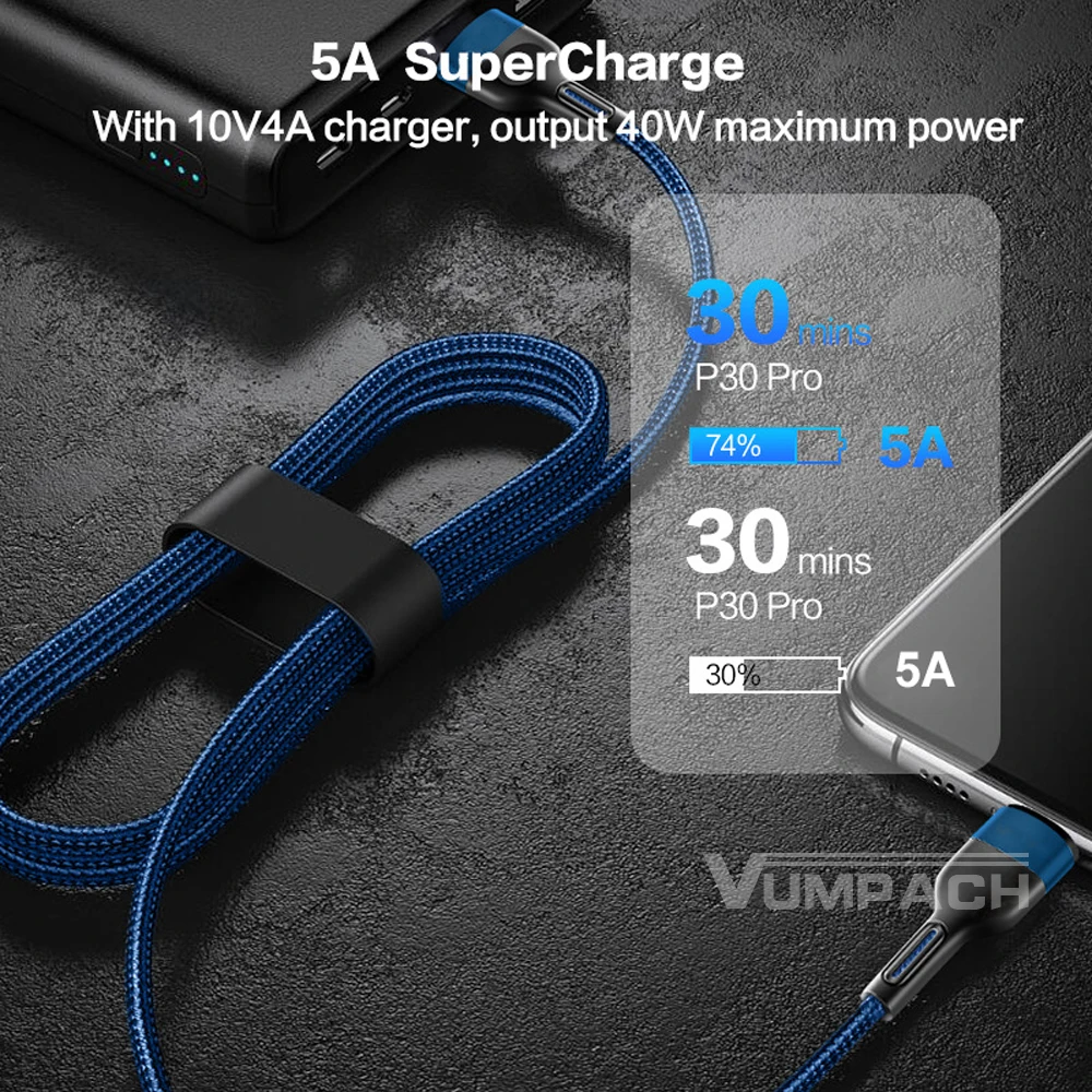 Cable USB tipo C Vumpach, cable cargador y de datos de carga rápida tipo C para iPhone 15, Samsung S21, A51, Xiaomi Mi 10, Redmi y Huawei. - Imagen 4