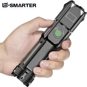 Potente linterna LED recargable USB impermeable Zoom pesca caza Camping 100,00 lúmenes linterna táctica antorcha LED